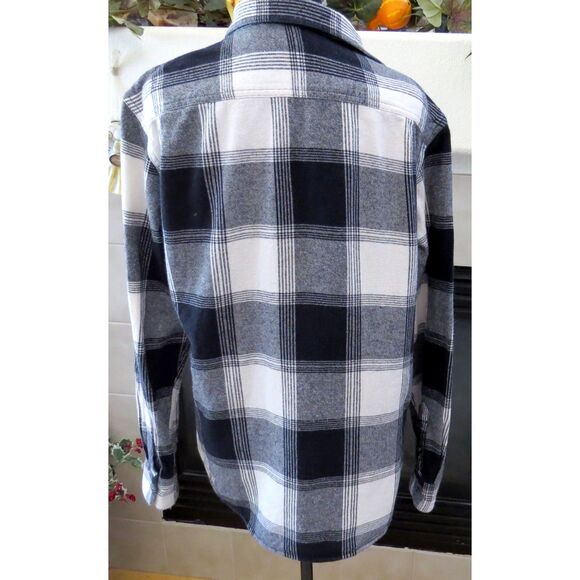 Old Navy Men's Black Buffalo Plaid 100% Cotton Flannel Shirt Medium - Picture 4 of 9